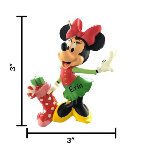 Minnie with Stocking Personalized Christmas Ornament