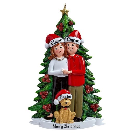 Christmas Couple With Dog Personalized Christmas Ornament