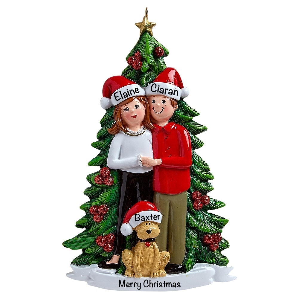 Christmas Couple with Dog Personalized Ornament