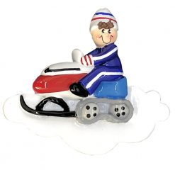 Snowmobile Boy Personalized Christmas Ornament - Blank