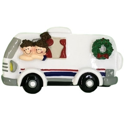 RV Couple VW Bus Personalized Christmas Ornament