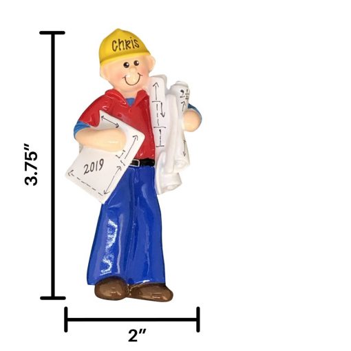 Construction Guy Personalized Christmas Ornament
