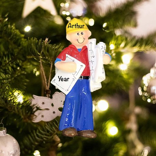 Personalized Construction Guy Christmas Ornament