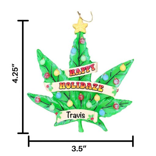 Cannabis Leaf Personalized Christmas Ornament