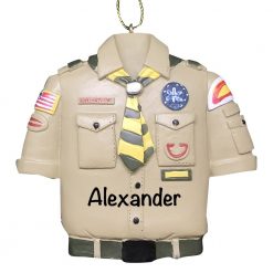 Boy Scouts Tan Shirt Personalized Christmas Ornament
