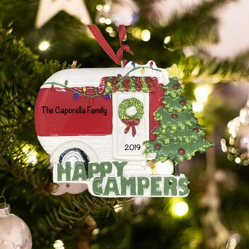 Personalized Happy Campers Camping Christmas Ornament