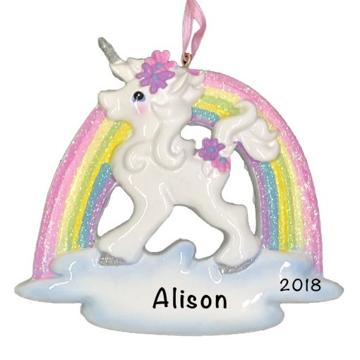 Unicorn Rainbow Personalized Christmas Ornament