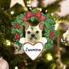 Personalized French Bulldog with Wreath Christmas Ornament