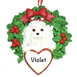 Maltese Dog Personalized Christmas Ornament