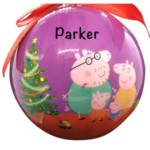 Peppa Pig Pink Ball Personalized Christmas Ornament