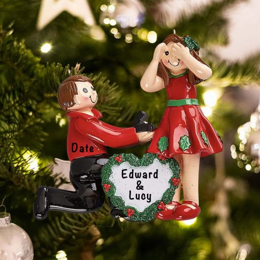 Personalized Proposing Engagement Couple Christmas Ornament