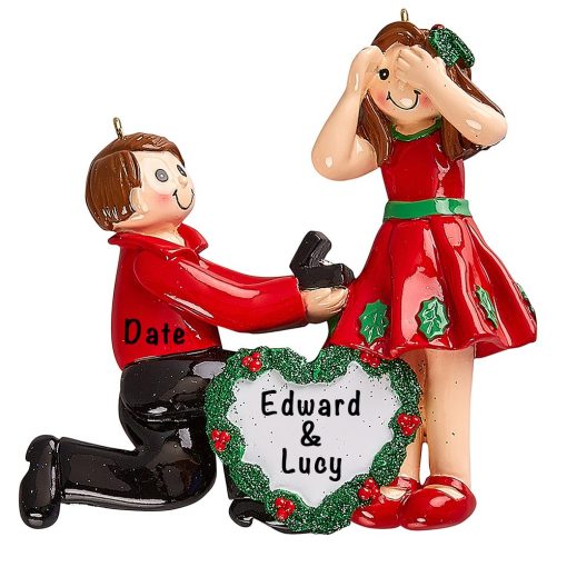 Proposing Couple Engagement Ring Personalized Ornament