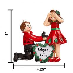Proposing Engagement Couple Personalized Christmas Ornament
