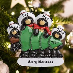 Personalized Black Bear Christmas Tree Family of 4 Christmas Ornament