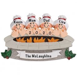 Fire Pit Family of 4 Personalized Ornament