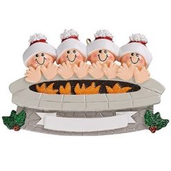Fire Pit Family of 4 Personalized Ornament Blank