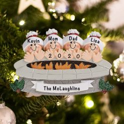 Personalized Fire Pit Family of 4 Christmas Ornament