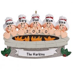 Fire Pit Family of 5 Personalized Ornament