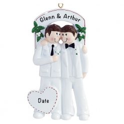 Personalized Gay Male Couple Wedding Christmas Ornament