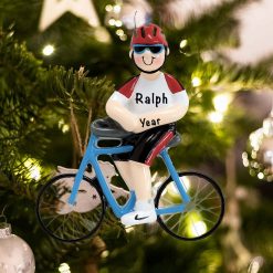 Personalized Cycling Guy Christmas Ornament