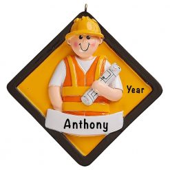 Construction Worker Personalized Ornament