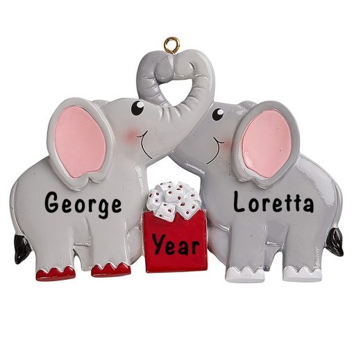 Elephant Love Couple Personalized Ornament
