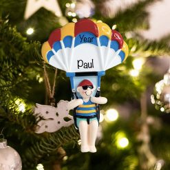 Personalized Parasailing Boy Christmas Ornament