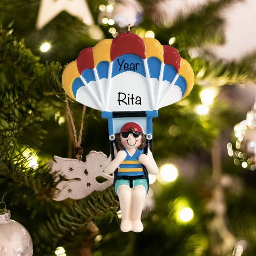 Personalized Parasailing Girl Christmas Ornament