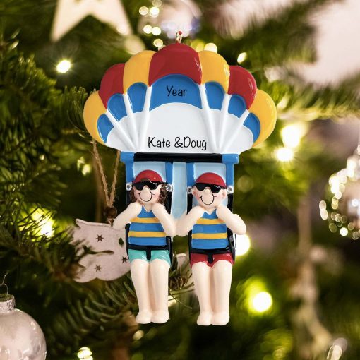 Personalized Parasailing Couple Christmas Ornament
