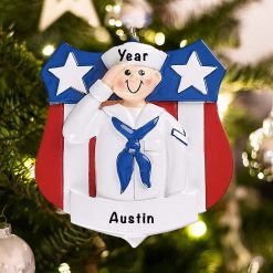 Personalized Navy Military Christmas Ornament
