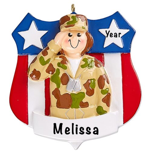 Army Girl Military Personalized Ornament