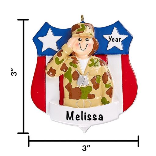 Army Girl Personalized Christmas Ornament