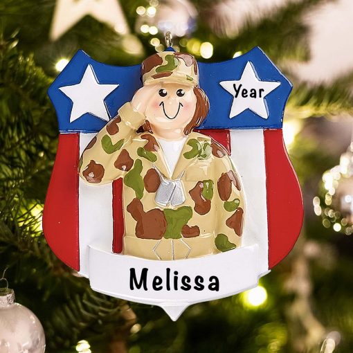 Personalized Army Girl Christmas Ornament