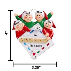 Game Night Family of 4 Personalized Christmas Ornament
