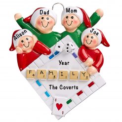 Game Night Family of 4 Personalized Ornament