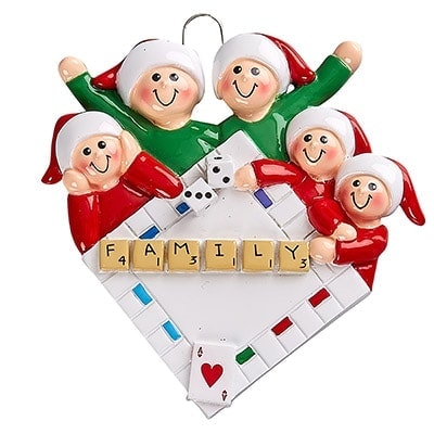 Game Night Family of 5 Personalized Ornament