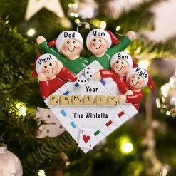 Personalized Game Night Family of 5 Christmas Ornament