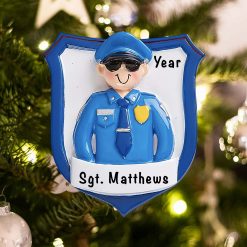 Personalized Police Officer Man Christmas Ornament