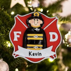 Personalized Firefighter Guy Christmas Ornament