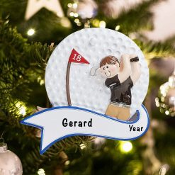 Personalized Golf Swing Guy Christmas Ornament