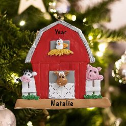 Personalized Farmyard Barn Animals Christmas Ornament