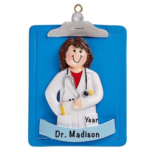 Doctor Girl Clipboard Personalized Ornament