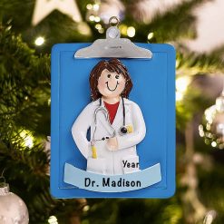 Personalized Doctor Girl Clipboard Christmas Ornament