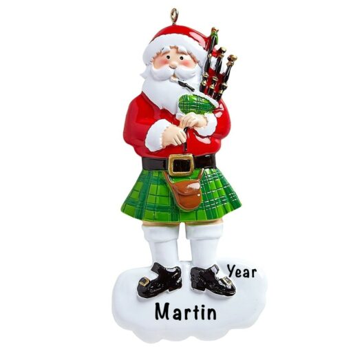 Scottish Bagpipes Santa Personalized Ornament