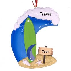 Surfing Big Wave Personalized Ornament