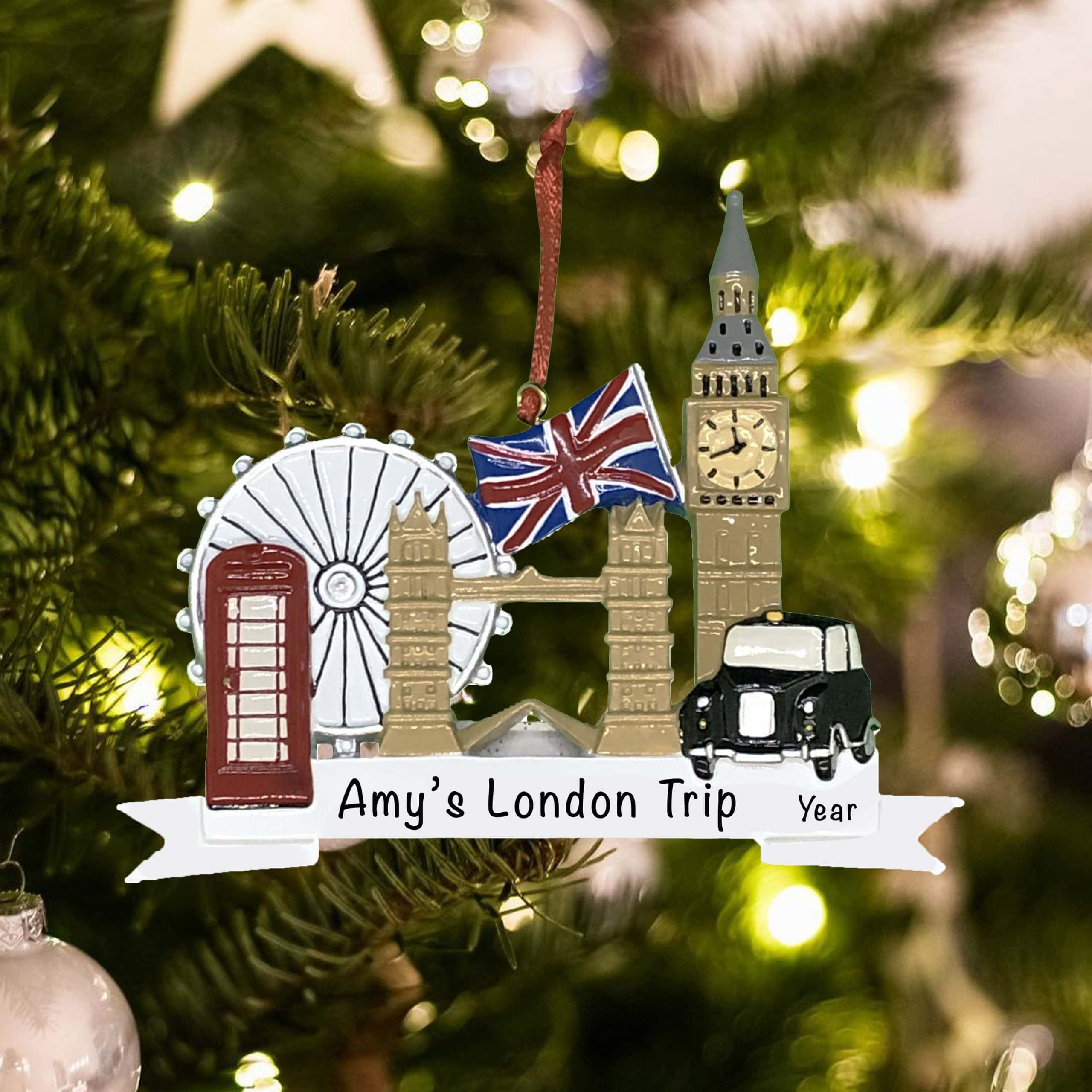 London England Personalized Christmas Tree Ornament