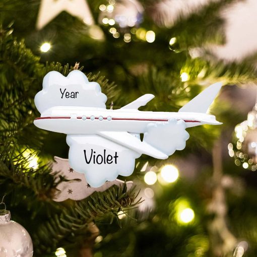 Personalized Flying AIrplane Travel Christmas Ornament
