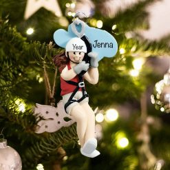 Personalized Zip Line Girl Christmas Ornament