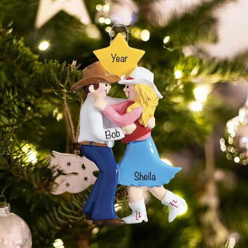 Personalized Western Dancing Couple Christmas Ornament