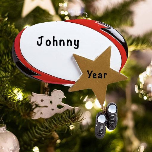 Personalized Rugby Star Christmas Ornament
